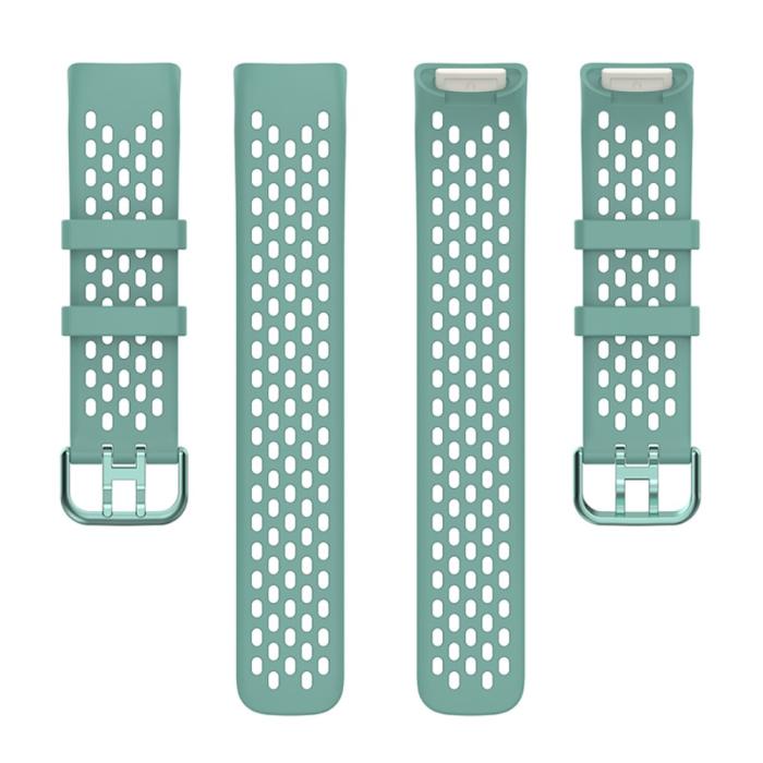 Bild 5,  Fitbit Charge 6 / 5 Armband Silikon Ihåligt Svartaktig Grön - Teknikhallen.se
