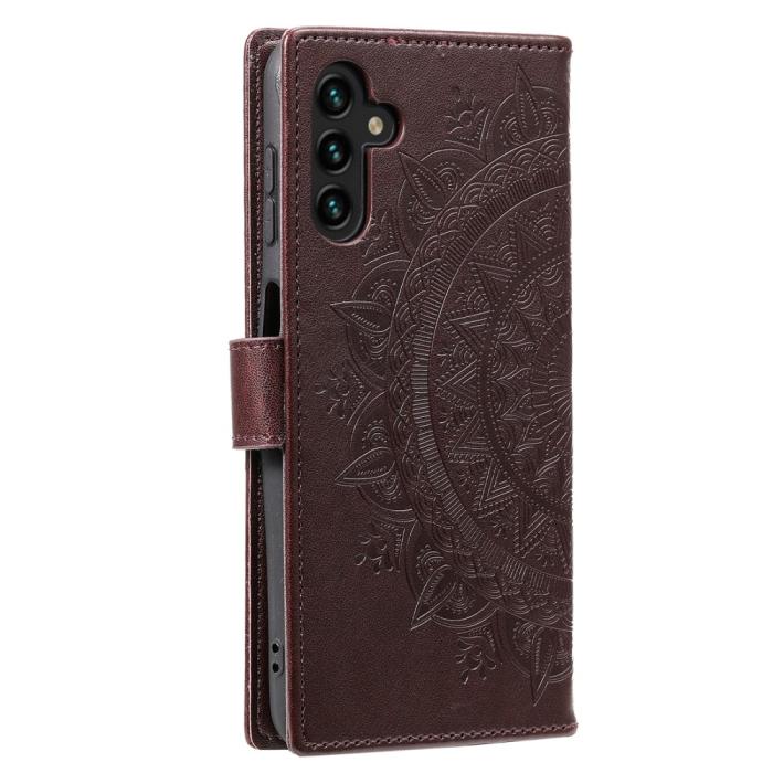 Bild 5,  Samsung Galaxy S24 Fodral Mandala Läder Brun - Teknikhallen.se