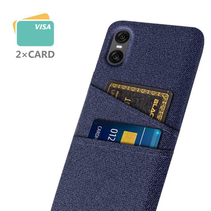 Bild 2,  Sony Xperia 10 VII Skal Med Kortfack Tygbelagt Blå - Teknikhallen.se