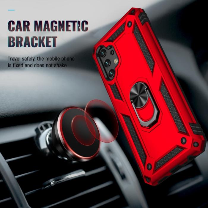 Bild 4,  Samsung Galaxy A13 4G Skal Shockproof Ring Armor Röd - Teknikhallen.se