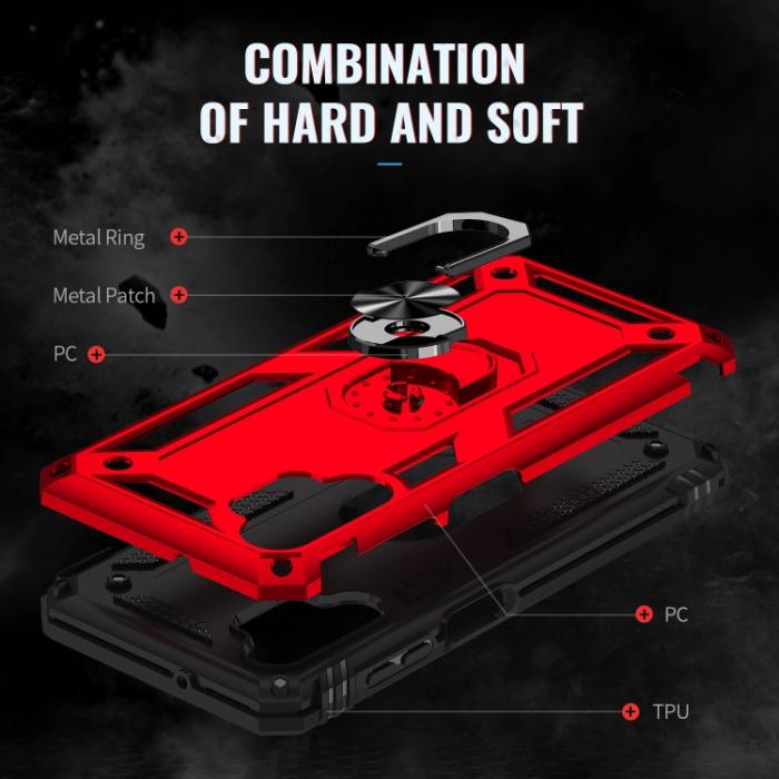 Bild 5,  Samsung Galaxy A13 4G Skal Shockproof Ring Armor Röd - Teknikhallen.se