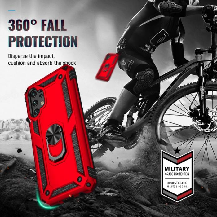 Bild 6,  Samsung Galaxy A13 4G Skal Shockproof Ring Armor Röd - Teknikhallen.se