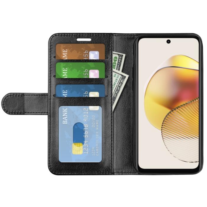 Bild 4,  Motorola Moto G73 5G Fodral Crazy Horse Läder Svart - Teknikhallen.se