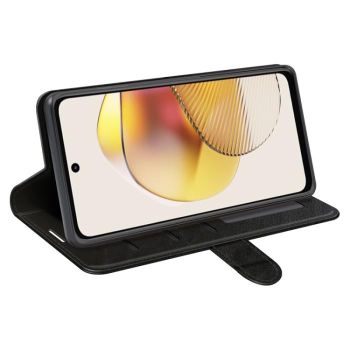 Bild 5,  Motorola Moto G73 5G Fodral Crazy Horse Läder Svart - Teknikhallen.se