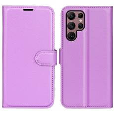  Samsung Galaxy S23 Ultra Fodral Litchi L&auml;der Lila - Teknikhallen.se
