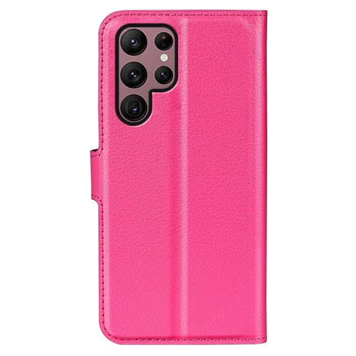 Bild 6,  Samsung Galaxy S23 Ultra Fodral Litchi Läder Rosa - Teknikhallen.se