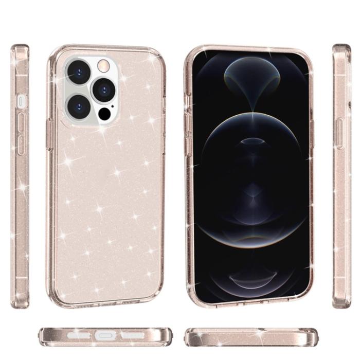 Bild 3,  iPhone 14 Pro Max Skal Shockproof Glitter TPU Roséguld - Teknikhallen.se