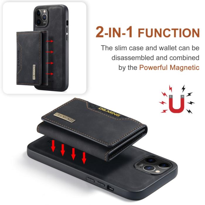 Bild 5, DG.MING iPhone 13 Pro - DG.MING 2in1 Skal Magnetisk Avtagbart Kortfack - Svart - Teknikhallen.se