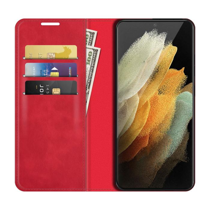Bild 4,  Samsung Galaxy S22 Ultra Fodral Flip Läder Röd - Teknikhallen.se