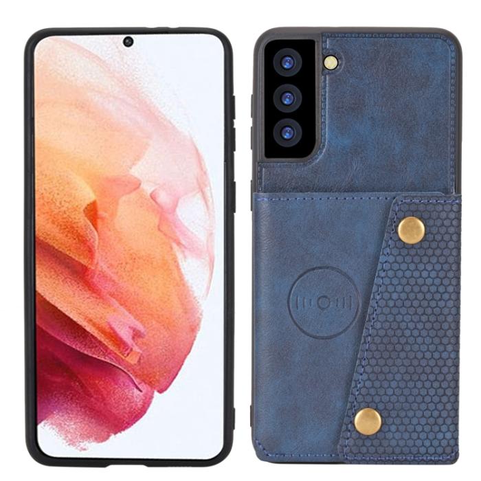 Bild 2,  Samsung Galaxy S22 Skal Med Kortfack Och Magnet Blå - Teknikhallen.se