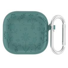  AirPods 4 Skal Med Motiv Blommor Silikon M&ouml;rk Gr&ouml;n - Teknikhallen.se