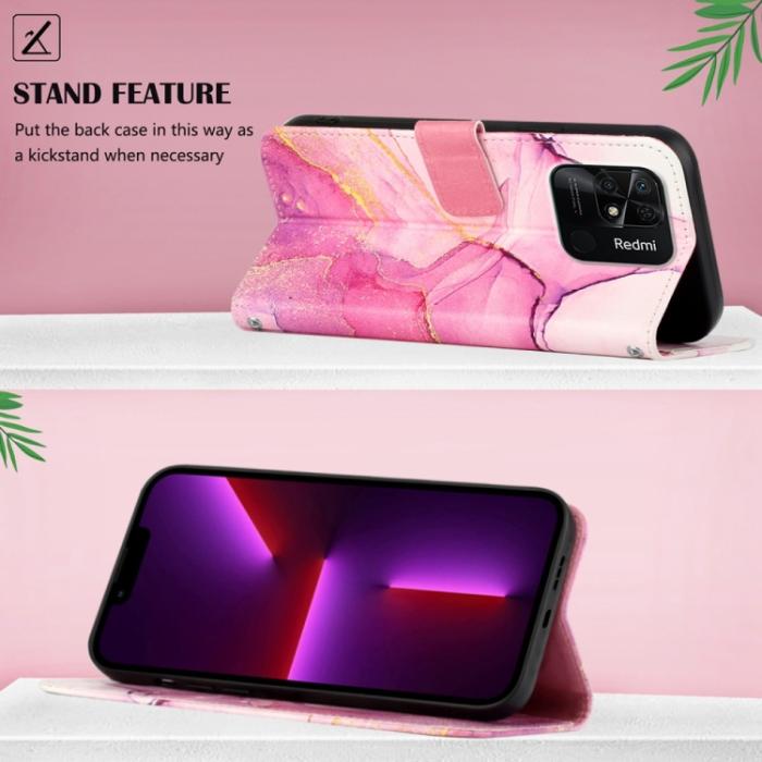 Bild 3,  Xiaomi Redmi 10C Fodral Marmor Rosa/Guld - Teknikhallen.se