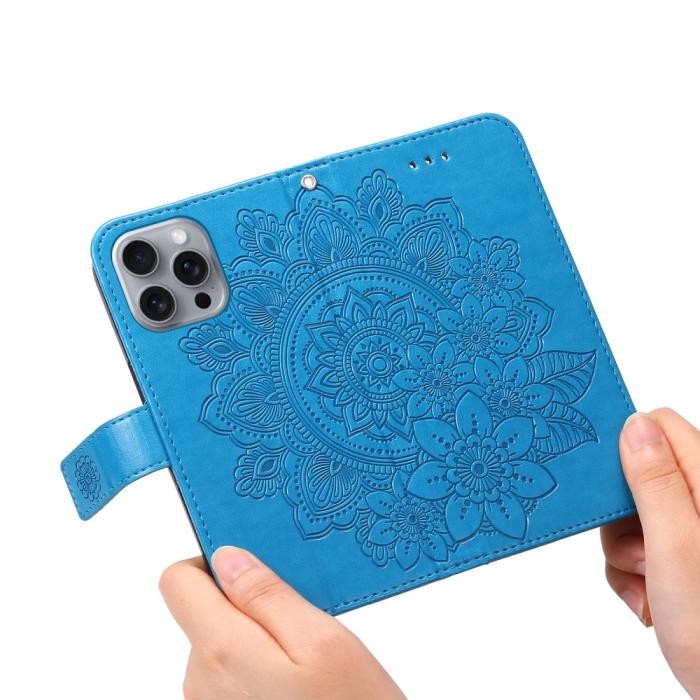 Bild 5,  iPhone 16 Pro Fodral Mandala Läder Blå - Teknikhallen.se