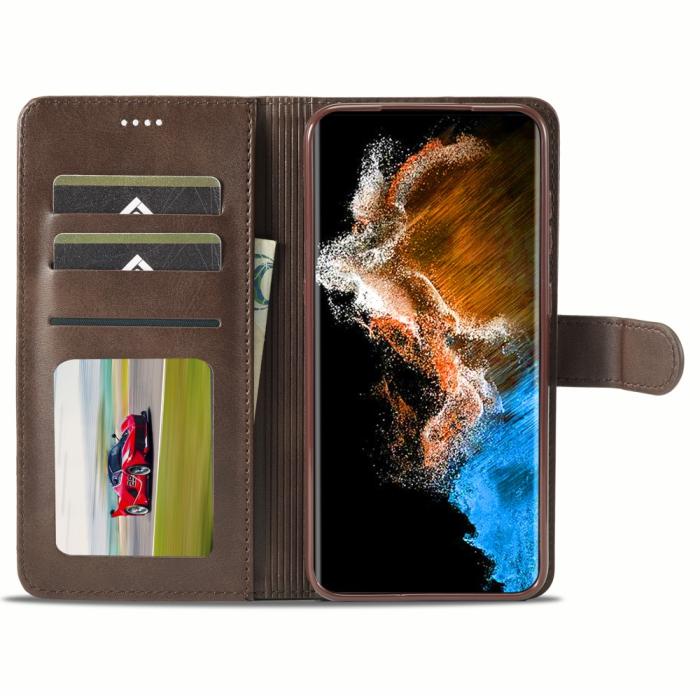 Bild 2, LC.IMEEKE LC.IMEEKE Samsung Galaxy S24 Fodral Läder Brun - Teknikhallen.se