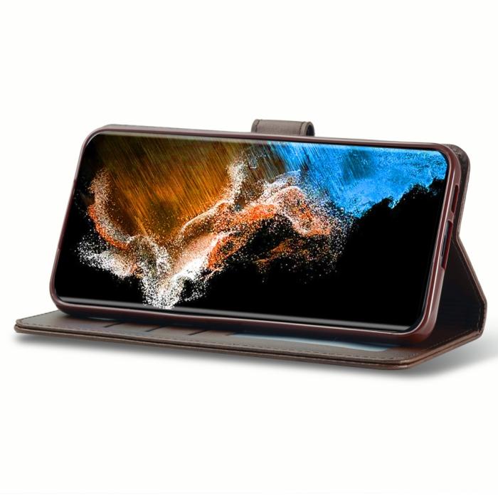 Bild 3, LC.IMEEKE LC.IMEEKE Samsung Galaxy S24 Fodral Läder Brun - Teknikhallen.se