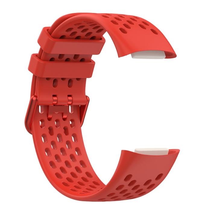 Bild 4,  Fitbit Charge 6 / 5 Armband Silikon Ihåligt Röd - Teknikhallen.se