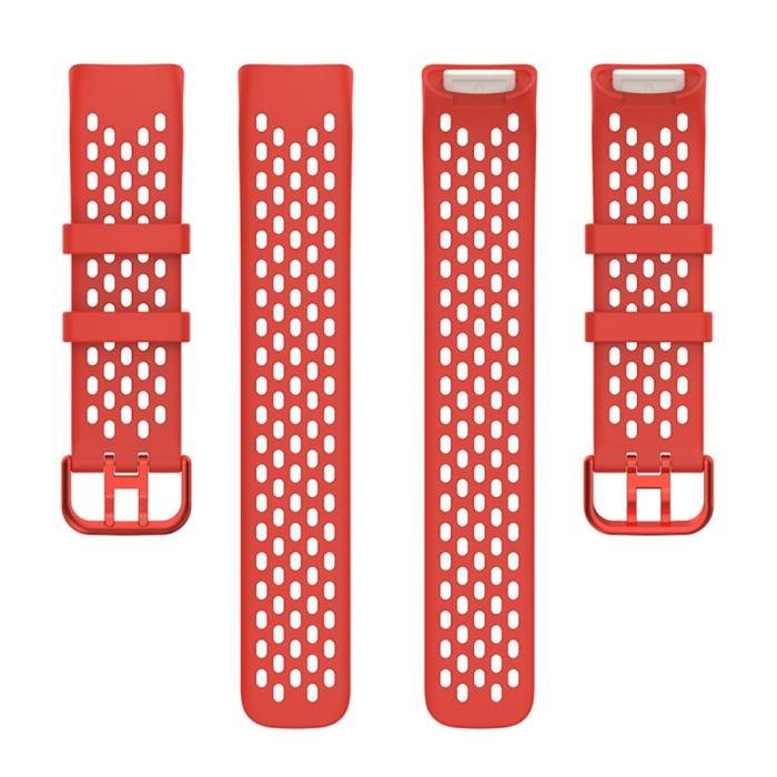 Bild 5,  Fitbit Charge 6 / 5 Armband Silikon Ihåligt Röd - Teknikhallen.se