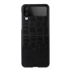  Samsung Galaxy Z Flip 4 Skal Krokodil Textur L&auml;der Svart - Teknikhallen.se