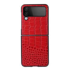  Samsung Galaxy Z Flip 4 Skal Krokodil Textur L&auml;der R&ouml;d - Teknikhallen.se