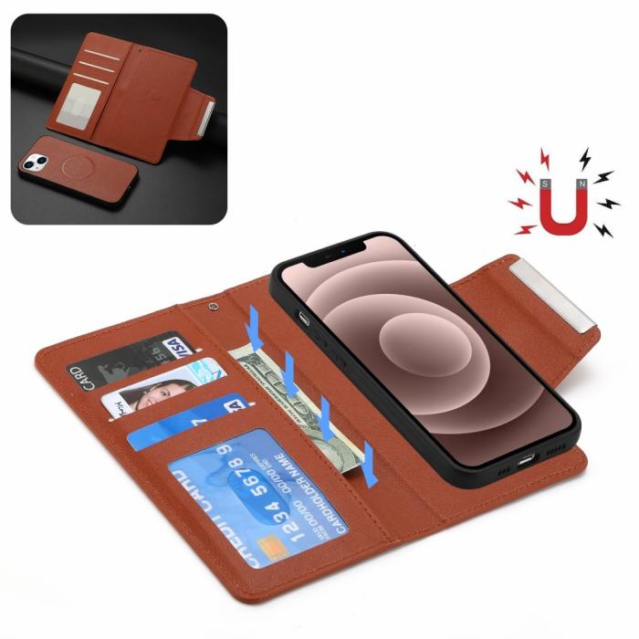 Bild 2,  iPhone 15 Plus 2in1 Magnet Fodral Brun - Teknikhallen.se