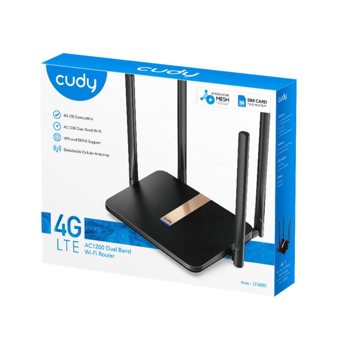 Bild 5, Cudy Cudy 4G Router LT500D Cat4 AC1200 Svart - Teknikhallen.se
