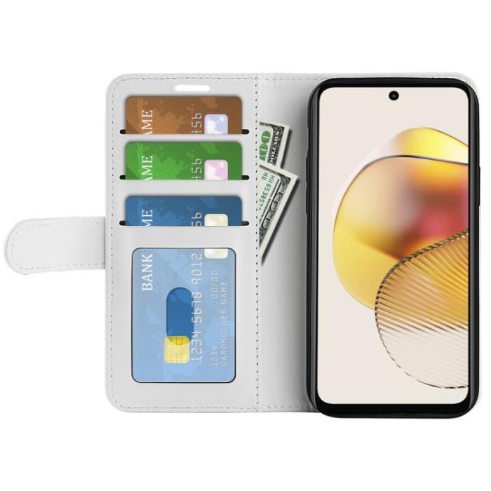 Bild 4,  Motorola Moto G73 5G Fodral Crazy Horse Läder Vit - Teknikhallen.se