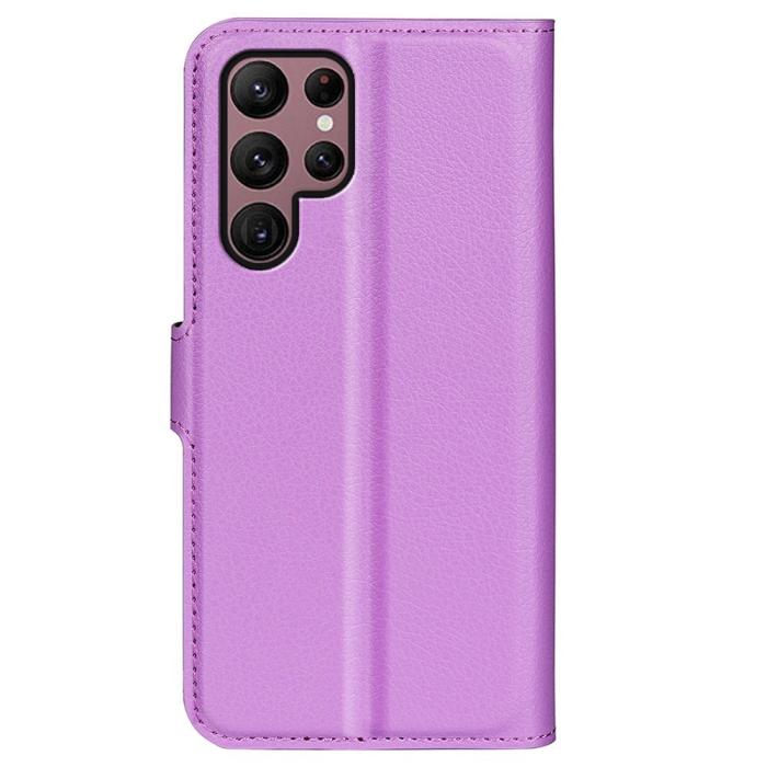 Bild 6,  Samsung Galaxy S23 Ultra Fodral Litchi Läder Lila - Teknikhallen.se