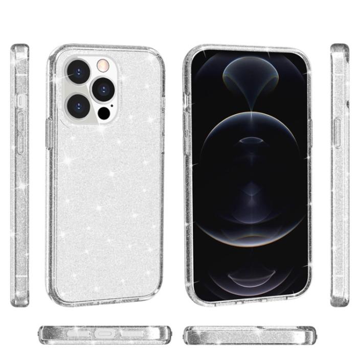 Bild 3,  iPhone 14 Pro Max Skal Shockproof Glitter TPU Transparent - Teknikhallen.se