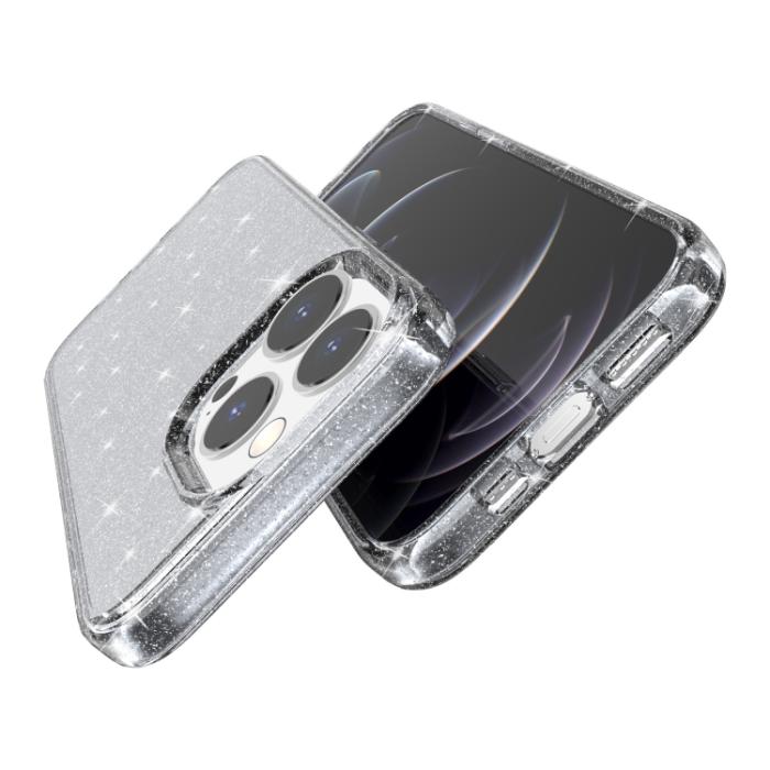 Bild 4,  iPhone 14 Pro Max Skal Shockproof Glitter TPU Transparent - Teknikhallen.se
