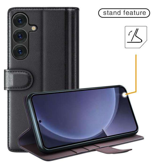 Bild 6,  Samsung Galaxy S25 Plus Fodral Premium Äkta Läder Svart - Teknikhallen.se
