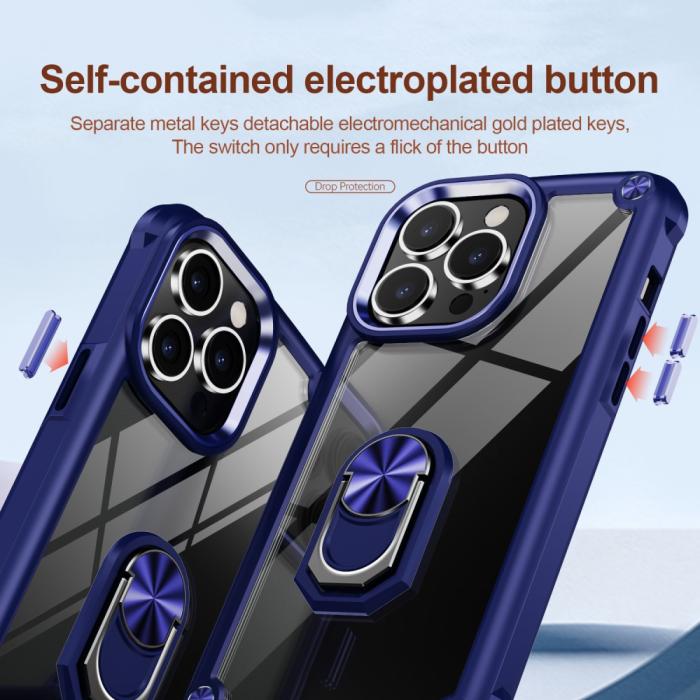 Bild 3,  iPhone 15 Pro Skal Ring Shockproof Hybrid Blå - Teknikhallen.se