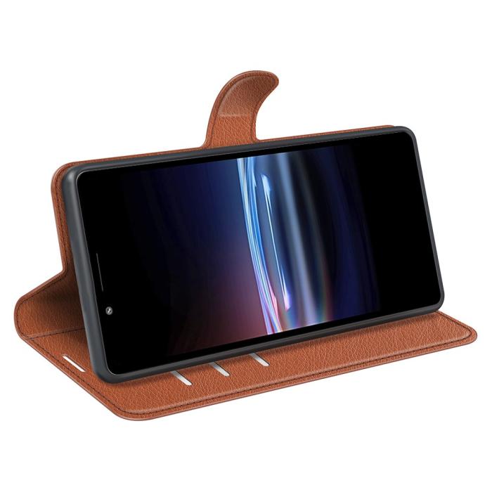 Bild 5,  Sony Xperia Pro-I Fodral Litchi Textur Brun - Teknikhallen.se