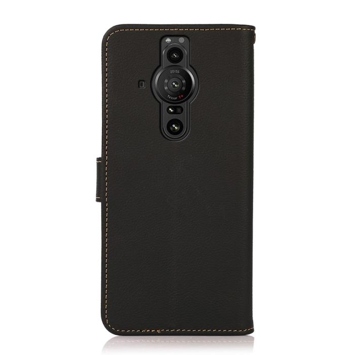 Bild 3, KHAZNEH KHAZNEH Sony Xperia Pro-I Fodral Äkta Läder Litchi Svart - Teknikhallen.se