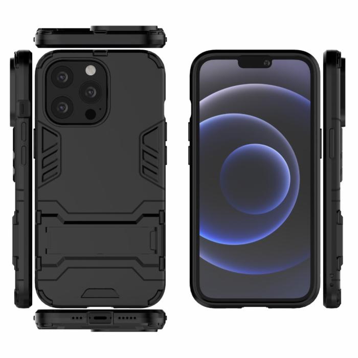 Bild 6,  iPhone 13 Pro - Armor Hybrid Skal Kickstand - Svart - Teknikhallen.se