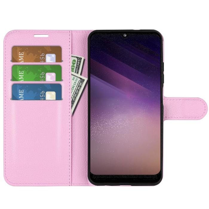 Bild 4,  Samsung Galaxy A03 Fodral Litchi Läder Ljus Rosa - Teknikhallen.se