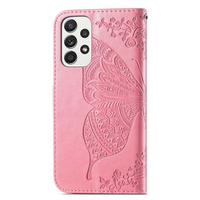 Bild 3,  Samsung Galaxy A53 5G Fodral Butterfly Rosa - Teknikhallen.se