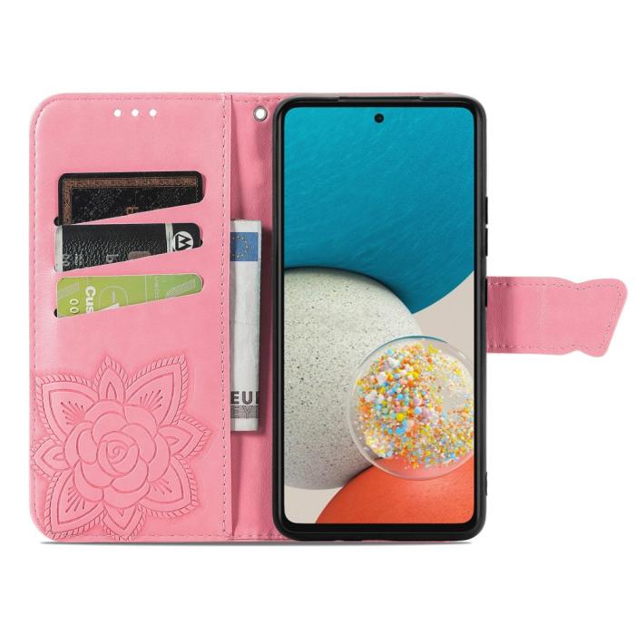 Bild 4,  Samsung Galaxy A53 5G Fodral Butterfly Rosa - Teknikhallen.se