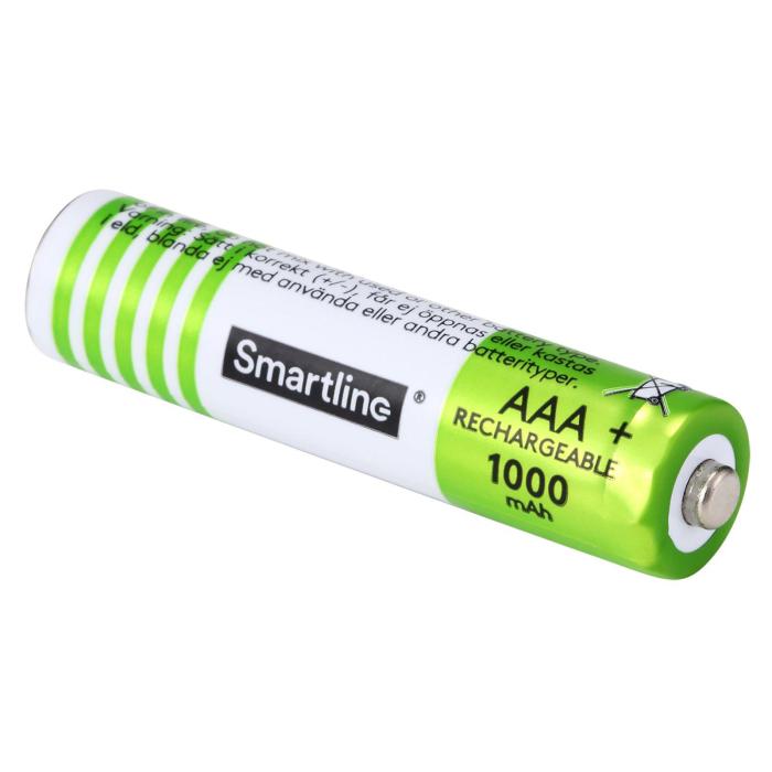 Bild 2, Smartline Smartline AAA 1.2V Ni-Mh Batteri Laddbar, 1000mAh, 4-PACK - Teknikhallen.se