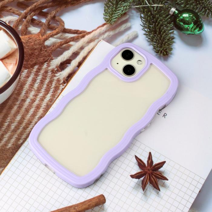 Bild 3,  iPhone 14 Skal Wavy Hybrid Transparent/Lila - Teknikhallen.se