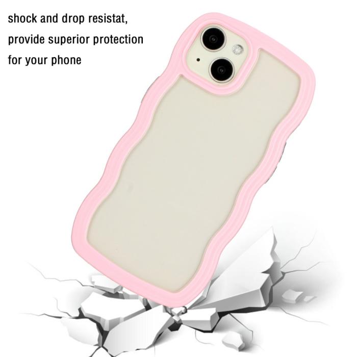 Bild 2,  iPhone 15 Skal Wavy Hybrid Transparent/Rosa - Teknikhallen.se
