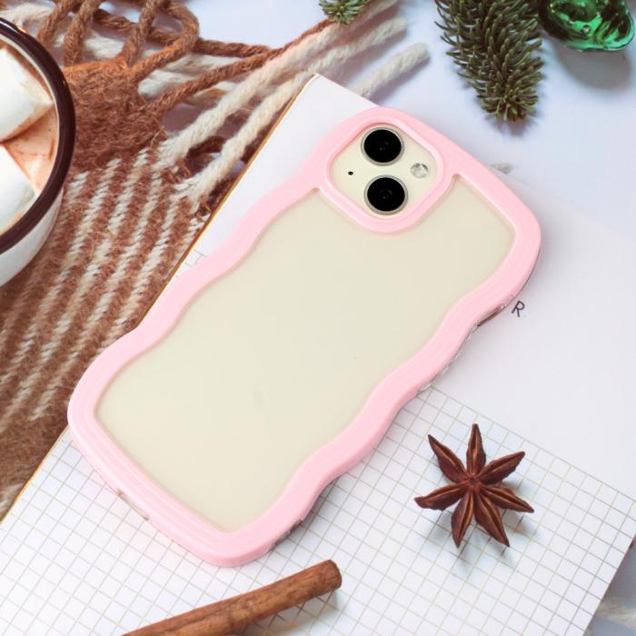 Bild 3,  iPhone 15 Skal Wavy Hybrid Transparent/Rosa - Teknikhallen.se