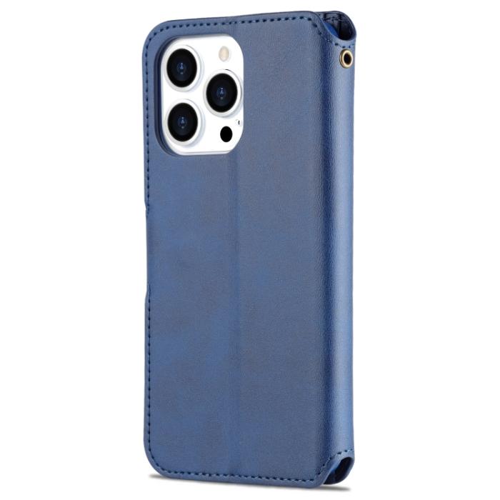 Bild 3, AZNS AZNS iPhone 14 Pro Fodral Läder Blå - Teknikhallen.se