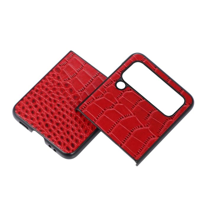 Bild 3,  Samsung Galaxy Z Flip 4 Skal Krokodil Textur Läder Röd - Teknikhallen.se