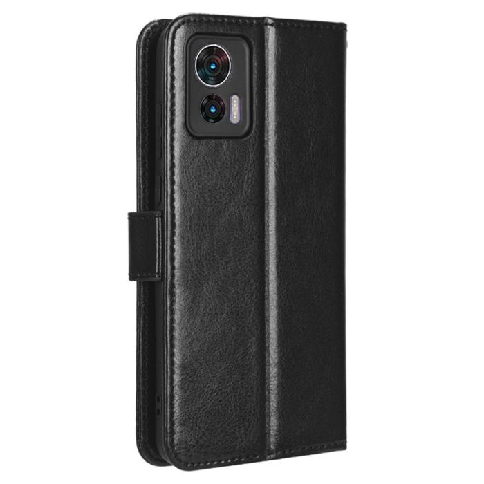 Bild 6,  Motorola Edge 30 Neo 5G Fodral Crazy Horse Läder Svart - Teknikhallen.se