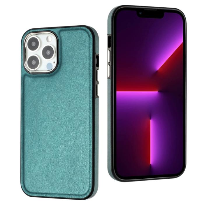 Bild 2,  iPhone 15 Pro Skal Läderbelagt Grön - Teknikhallen.se