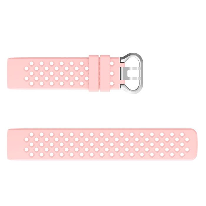 Bild 3,  Silikon Armband Ihåligt Fitbit Charge 3 / 4 Ljus Rosa - Teknikhallen.se