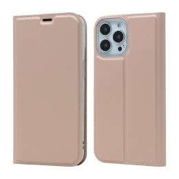  iPhone 13 Pro - Silkeslent Läder Flip Fodral - Roséguld - Teknikhallen.se