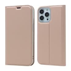  iPhone 13 Pro - Silkeslent L&auml;der Flip Fodral - Ros&eacute;guld - Teknikhallen.se