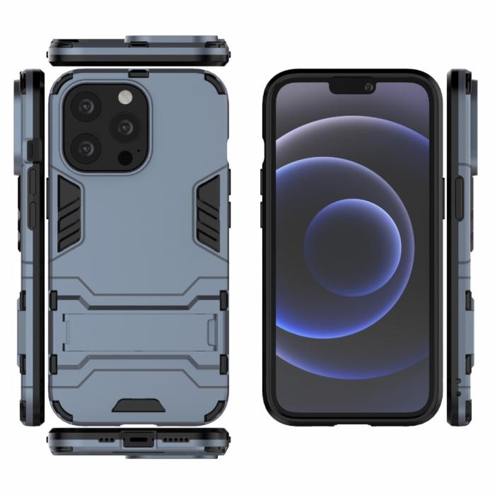 Bild 5,  iPhone 13 Pro - Armor Hybrid Skal Kickstand - Navy Blue - Teknikhallen.se