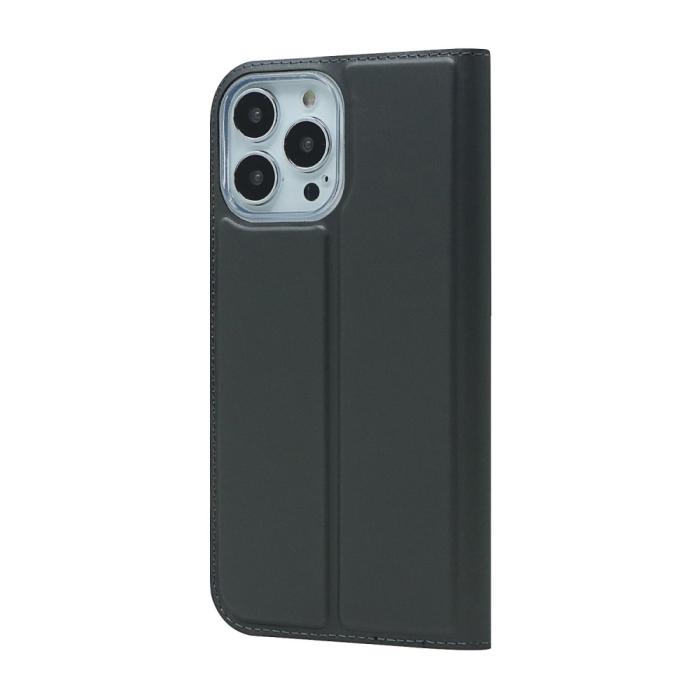 Bild 3,  iPhone 13 Pro - Silkeslent Läder Flip Fodral - Svart - Teknikhallen.se